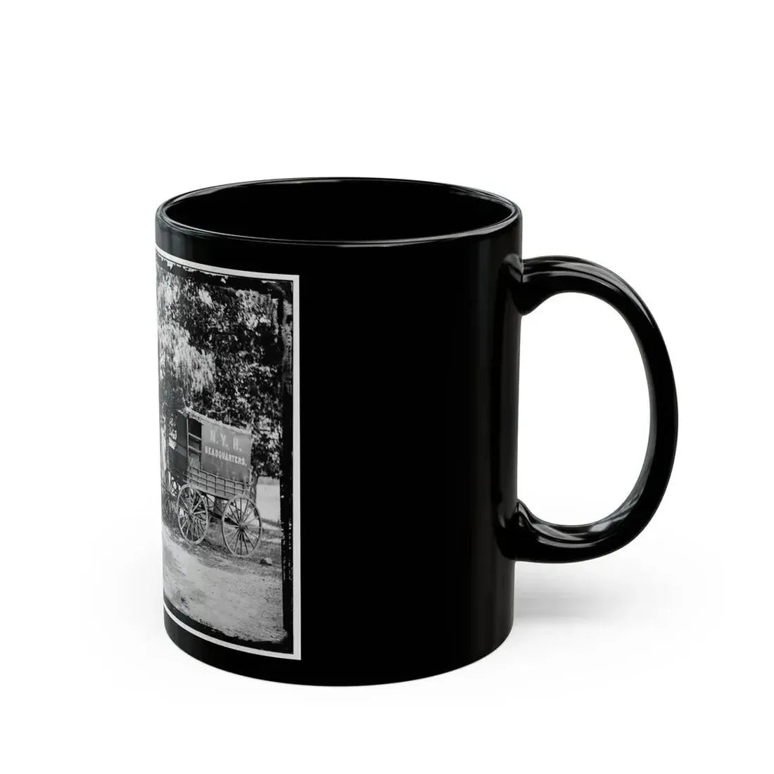 Bealeton, Va. Group At Tent And Wagon Of The New York Herald (U.S. Civil War) Black Coffee Mug - Go Mug Yourself