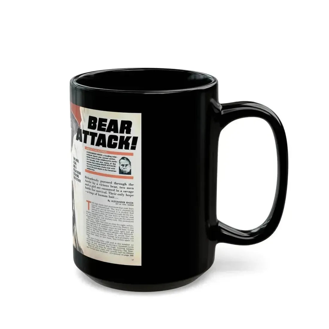 Bear Attack, Male magazine, January 1972 - Black Coffee Mug - Go Mug Yourself