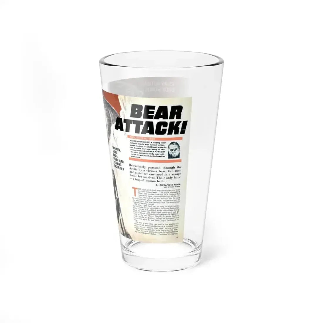 Bear Attack, Male magazine, January 1972 (Magazine Illustration) Pint Glass 16oz - Go Mug Yourself