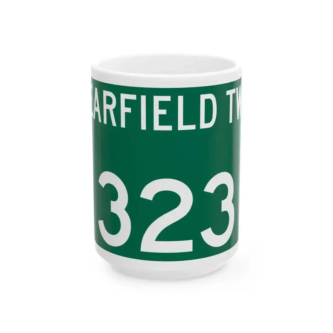 Bearfield Township Route 323 Perry County Ohio (Ohio) (Road Sign) White Coffee Mug 15oz - Go Mug Yourself