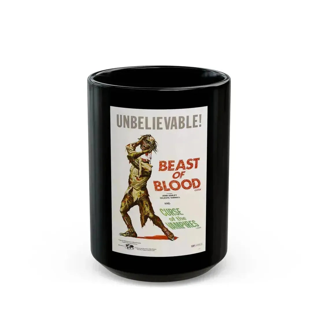 BEAST OF BLOOD & CURSE OF THE VAMPIRES 1970 Movie Poster - Black Coffee Mug 15oz - Go Mug Yourself