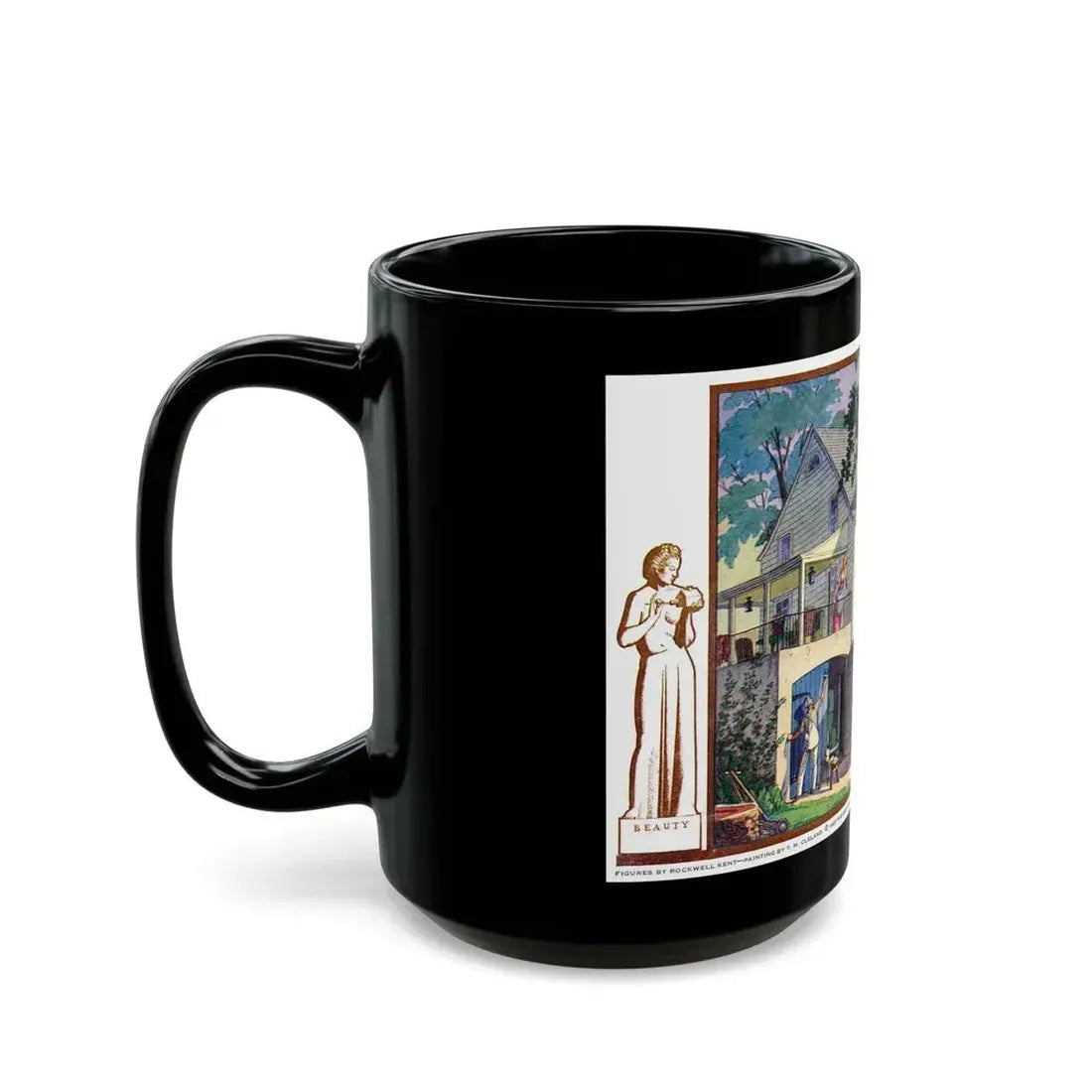 Beauty and Protection (4), 1937 - Black Coffee Mug - Go Mug Yourself