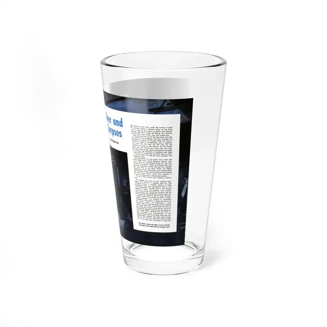 Beer and Corpses, Argosy, May 1949 (Magazine Illustration) Pint Glass 16oz - Go Mug Yourself