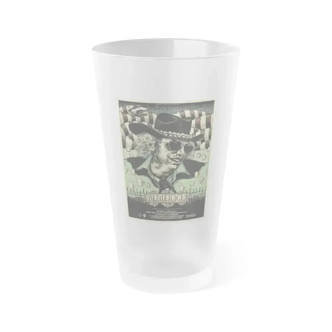 BEETLEJUICE (ALAMO) 1988 Movie Poster - Frosted Pint Glass 16oz 16oz Frosted - Go Mug Yourself