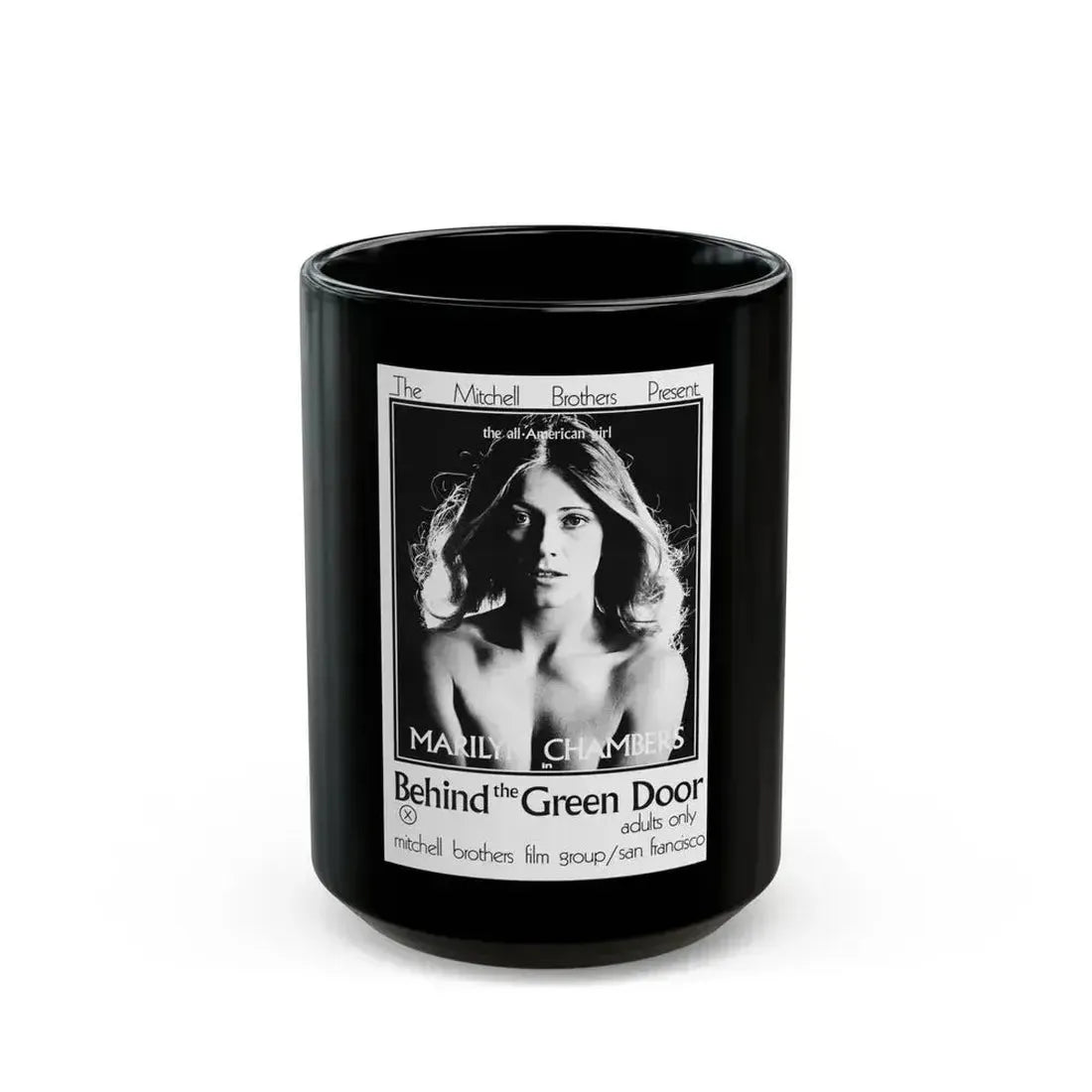 BEHIND THE GREEN DOOR 1972 Movie Poster - Black Coffee Mug 15oz - Go Mug Yourself