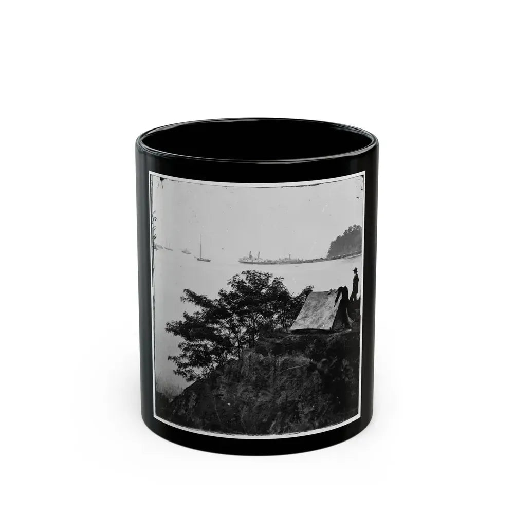 Belle Plain Landing, Virginia. Distance View Of Belle Plain Landing On The James River (U.S. Civil War) Black Coffee Mug 11oz - Go Mug Yourself