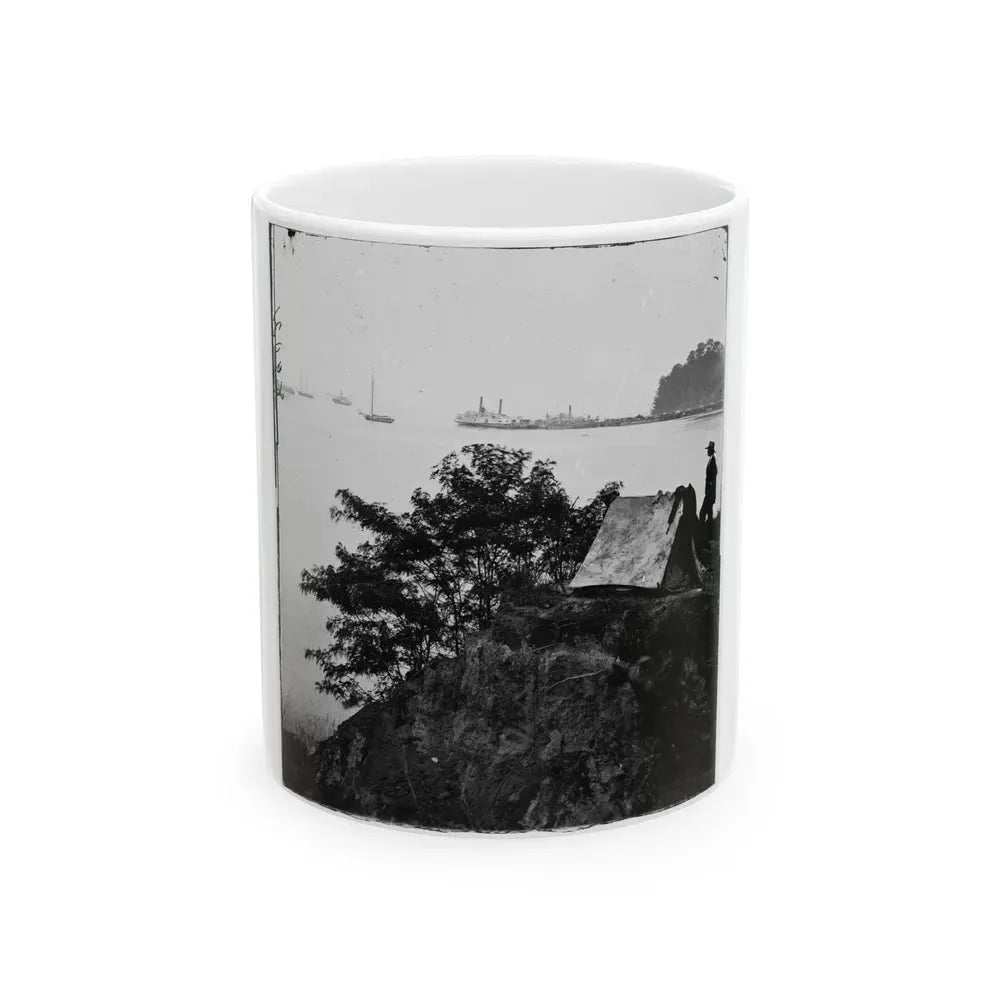 Belle Plain Landing, Virginia. Distance View Of Belle Plain Landing On The James River (U.S. Civil War) White Coffee Mug 11oz - Go Mug Yourself
