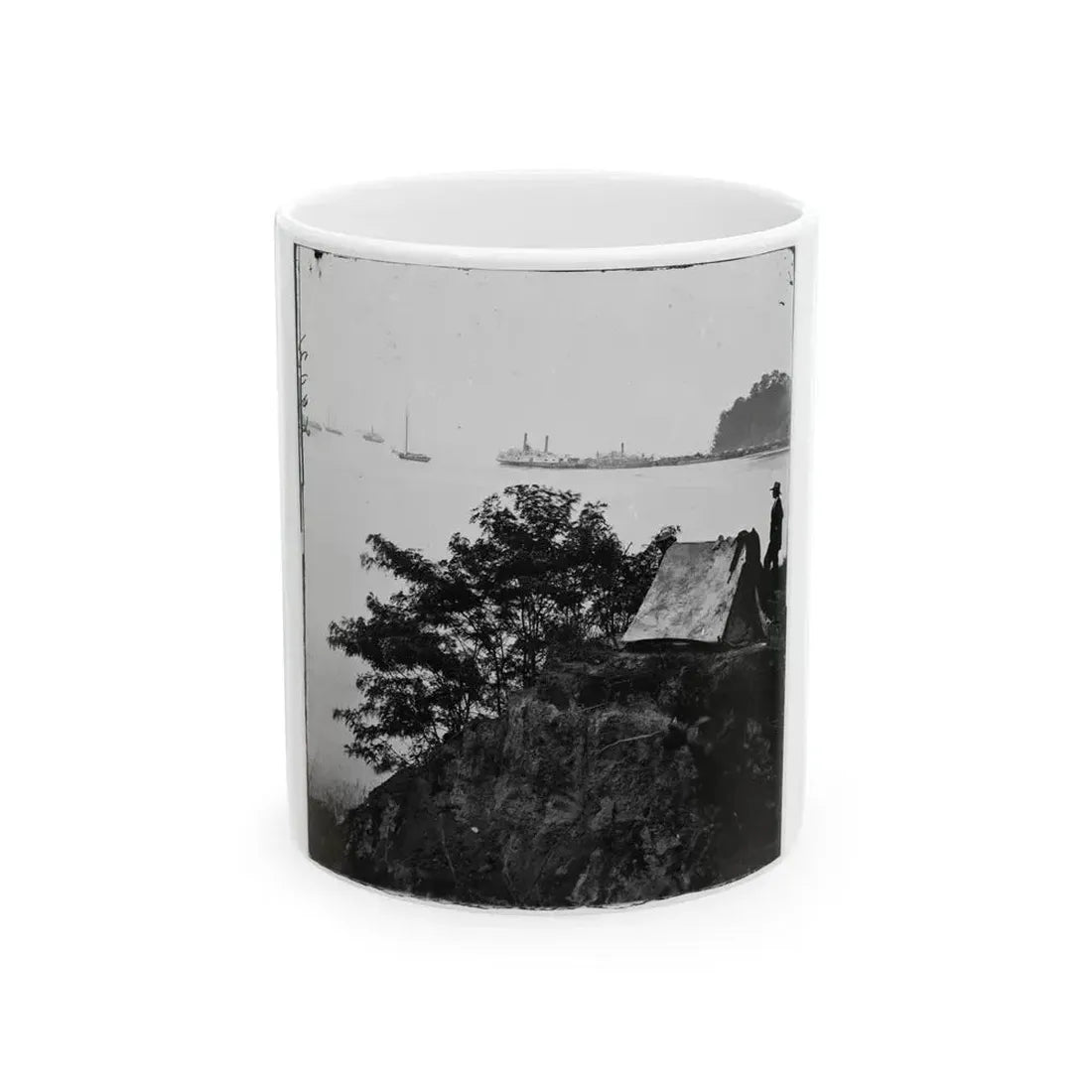 Belle Plain Landing, Virginia. Distance View Of Belle Plain Landing On The James River (U.S. Civil War) White Coffee Mug 11oz - Go Mug Yourself
