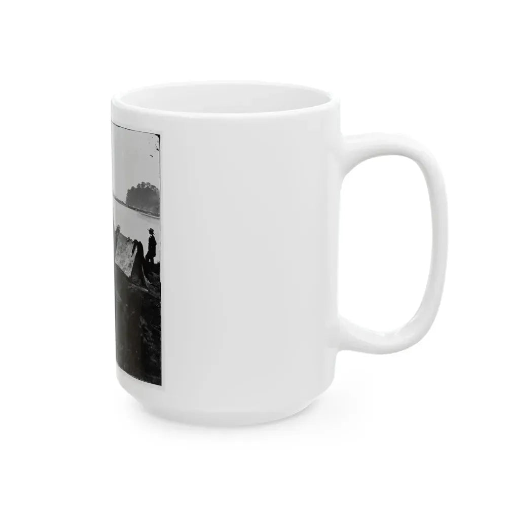 Belle Plain Landing, Virginia. Distance View Of Belle Plain Landing On The James River (U.S. Civil War) White Coffee Mug - Go Mug Yourself