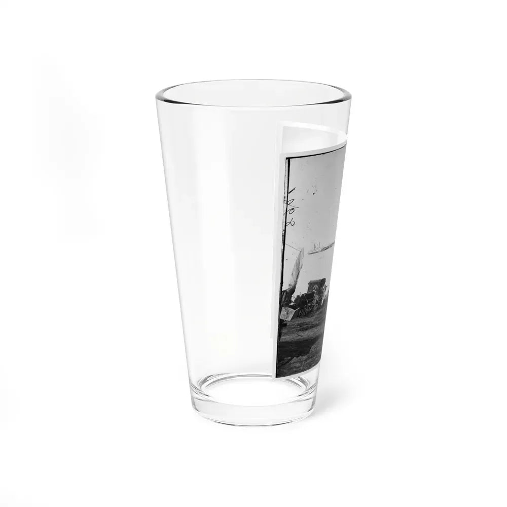 Belle Plain Landing, Virginia. Distance View Of Belle Plain Landing On The James River. (U.S. Mail Wagon 2nd Corps In Foreground) (U.S. Civil War) Pint Glass 16oz - Go Mug Yourself