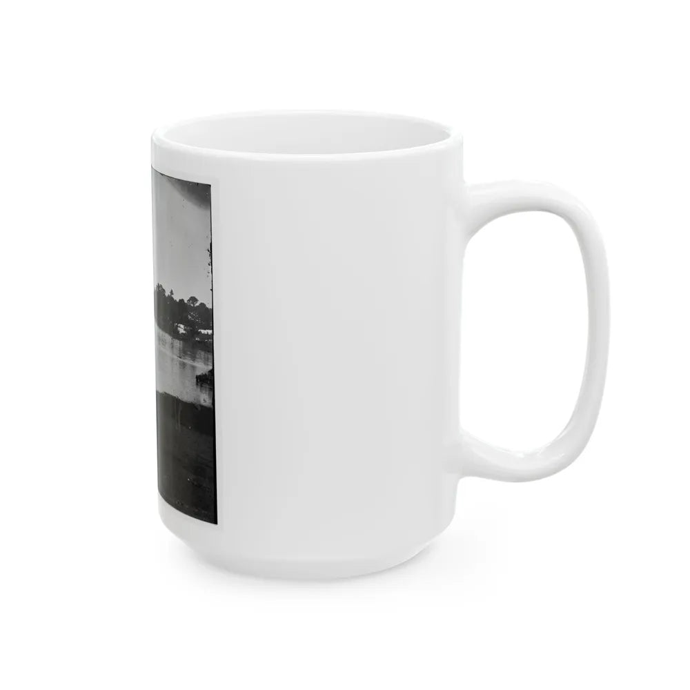 Belle Plain Landing, Virginia. Distance View Of Belle Plain Landing On The James River. (U.S. Mail Wagon 2nd Corps In Foreground) (U.S. Civil War) White Coffee Mug-Go Mug Yourself