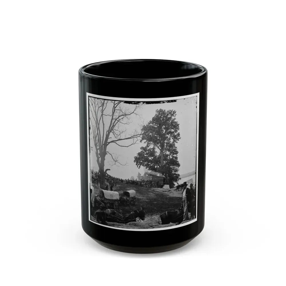 Belle Plain, Va. Wagons Of The Sanitary Commission And A Crowd At The Landing (U.S. Civil War) Black Coffee Mug 15oz - Go Mug Yourself