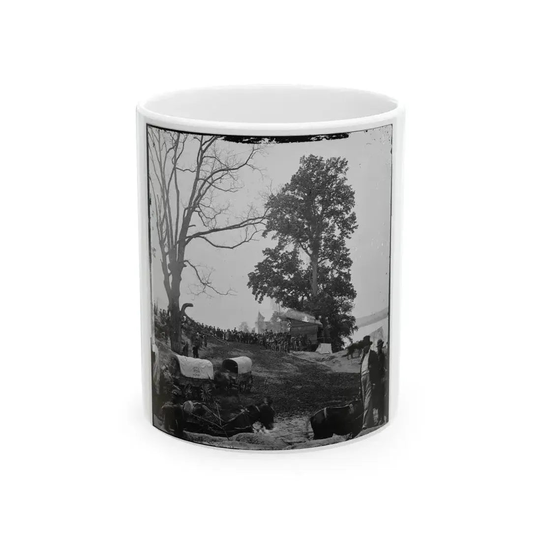 Belle Plain, Va. Wagons Of The Sanitary Commission And A Crowd At The Landing (U.S. Civil War) White Coffee Mug 11oz - Go Mug Yourself