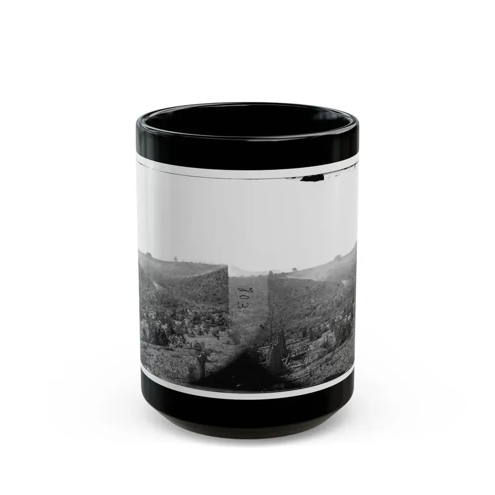 Belle Plain, Virginia (Vicinity). Encampment Of 7,000 Confederates In The Punch Bowl (U.S. Civil War) Black Coffee Mug 15oz - Go Mug Yourself