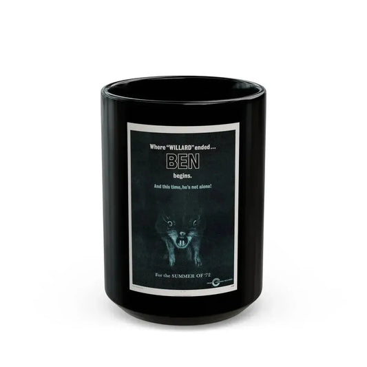 BEN (TEASER) 1972 Movie Poster - Black Coffee Mug 15oz - Go Mug Yourself