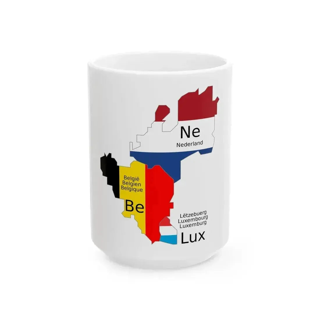 Benelux schematic map (Belgium) White Coffee Mug 15oz - Go Mug Yourself