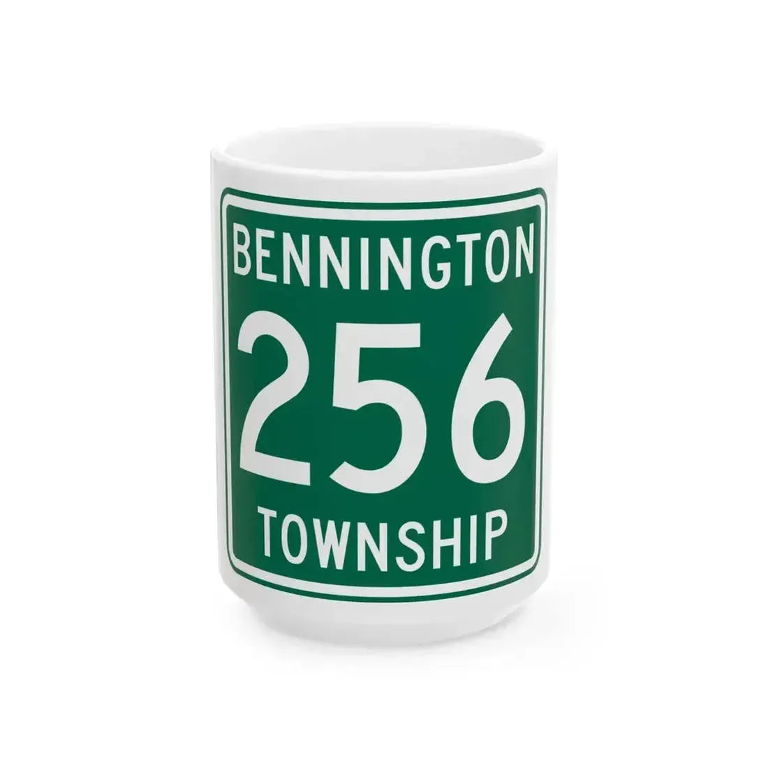 Bennington Township Route 256 Morrow County Ohio (Ohio) (Road Sign) White Coffee Mug 15oz - Go Mug Yourself