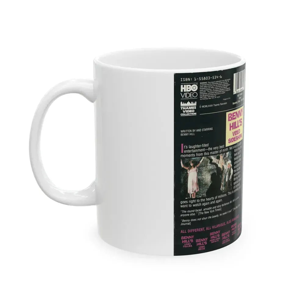 BENNY HILLS VIDEO SIDESHOW (VHS COVER) - White Coffee Mug - Go Mug Yourself