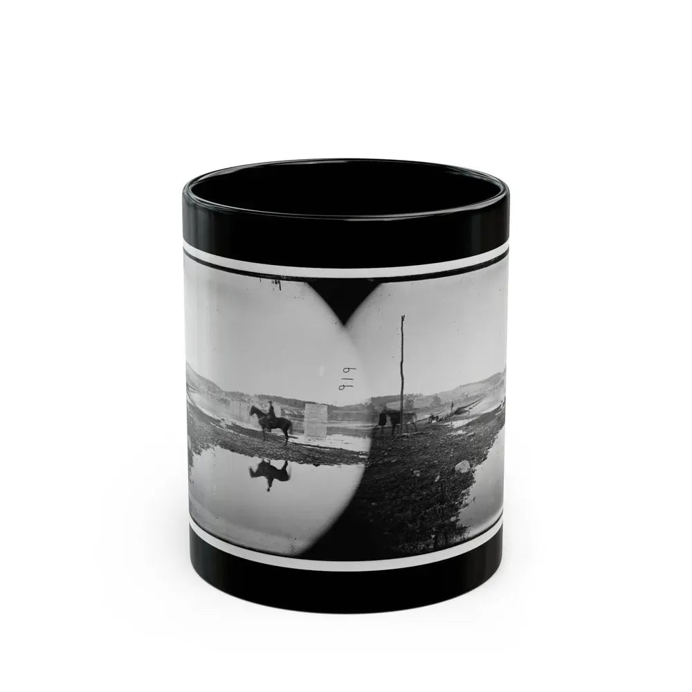 Berlin (Now Brunswick), Md. Pontoon Bridge And Ruins Of The Stone Bridge Across The Potomac (Destroyed In 1861) (U.S. Civil War) Black Coffee Mug 11oz - Go Mug Yourself