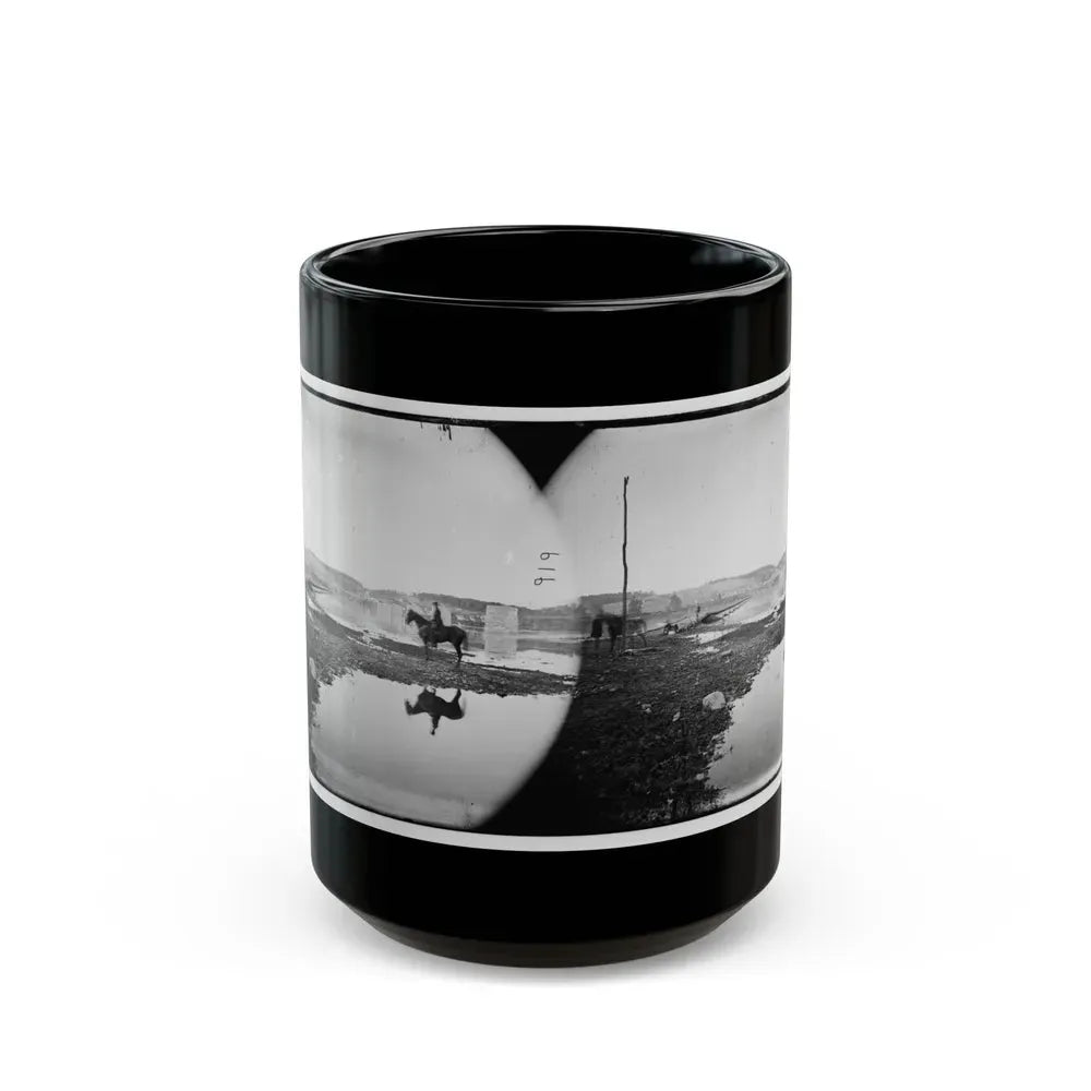 Berlin (Now Brunswick), Md. Pontoon Bridge And Ruins Of The Stone Bridge Across The Potomac (Destroyed In 1861) (U.S. Civil War) Black Coffee Mug 15oz - Go Mug Yourself