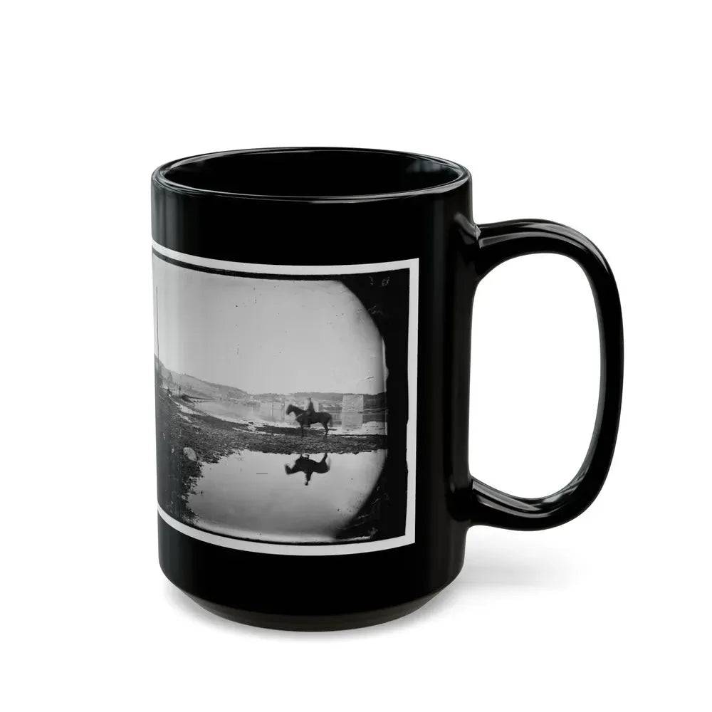 Berlin (Now Brunswick), Md. Pontoon Bridge And Ruins Of The Stone Bridge Across The Potomac (Destroyed In 1861) (U.S. Civil War) Black Coffee Mug - Go Mug Yourself