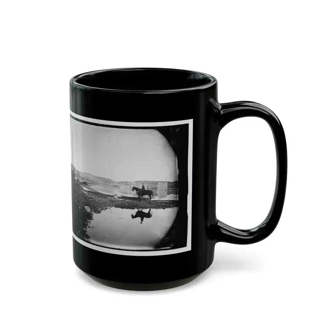 Berlin (Now Brunswick), Md. Pontoon Bridge And Ruins Of The Stone Bridge Across The Potomac (Destroyed In 1861) (U.S. Civil War) Black Coffee Mug - Go Mug Yourself