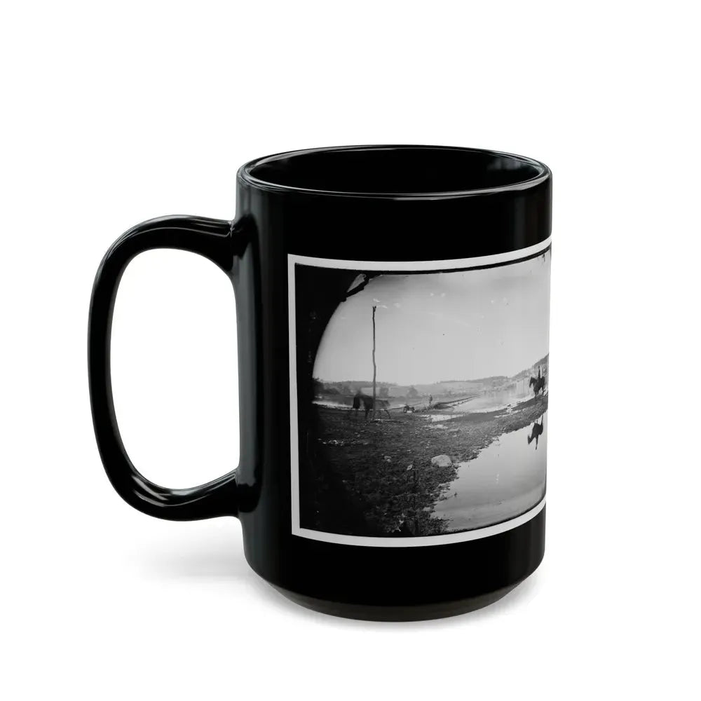 Berlin (Now Brunswick), Md. Pontoon Bridge And Ruins Of The Stone Bridge Across The Potomac (Destroyed In 1861) (U.S. Civil War) Black Coffee Mug - Go Mug Yourself