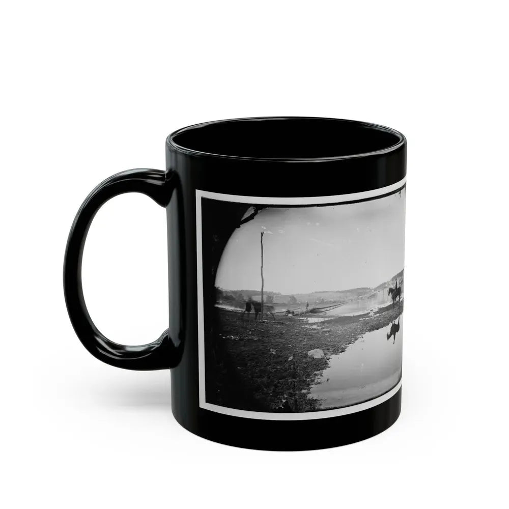 Berlin (Now Brunswick), Md. Pontoon Bridge And Ruins Of The Stone Bridge Across The Potomac (Destroyed In 1861) (U.S. Civil War) Black Coffee Mug - Go Mug Yourself