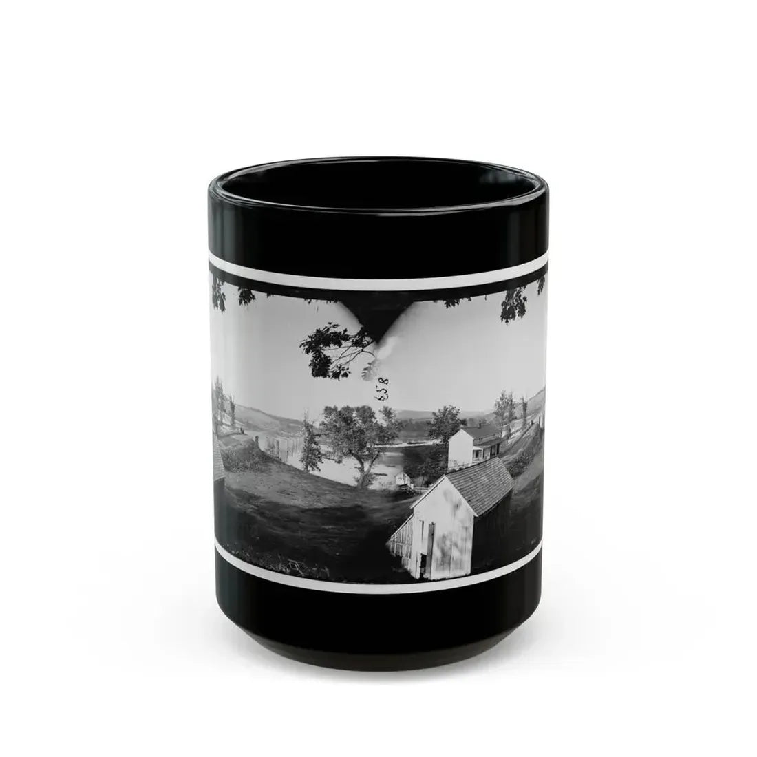 Berlin (Now Brunswick), Md. Pontoon Bridge And Ruins Of The Stone Bridge; Another View (U.S. Civil War) Black Coffee Mug 15oz - Go Mug Yourself