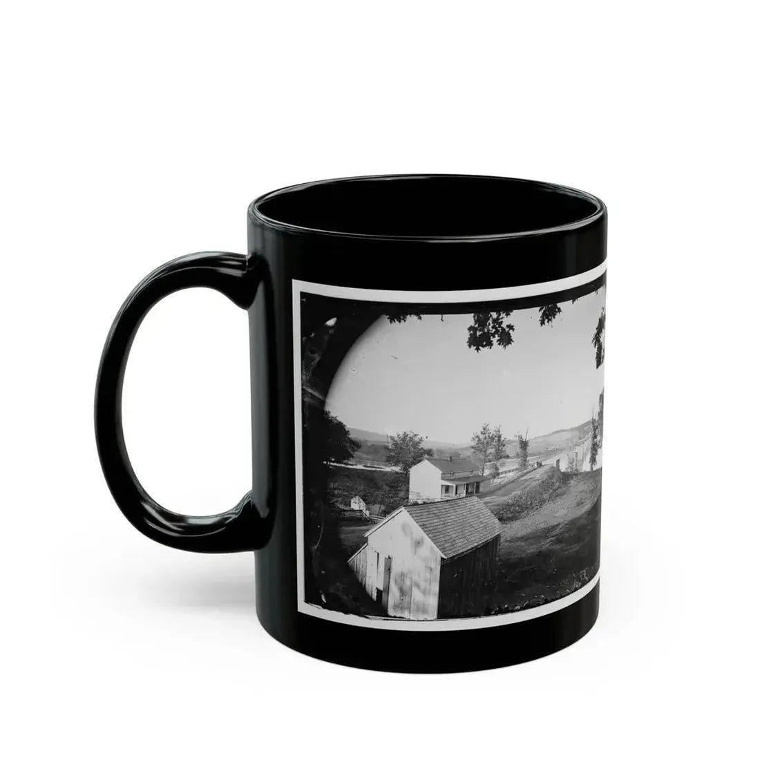 Berlin (Now Brunswick), Md. Pontoon Bridge And Ruins Of The Stone Bridge; Another View (U.S. Civil War) Black Coffee Mug - Go Mug Yourself