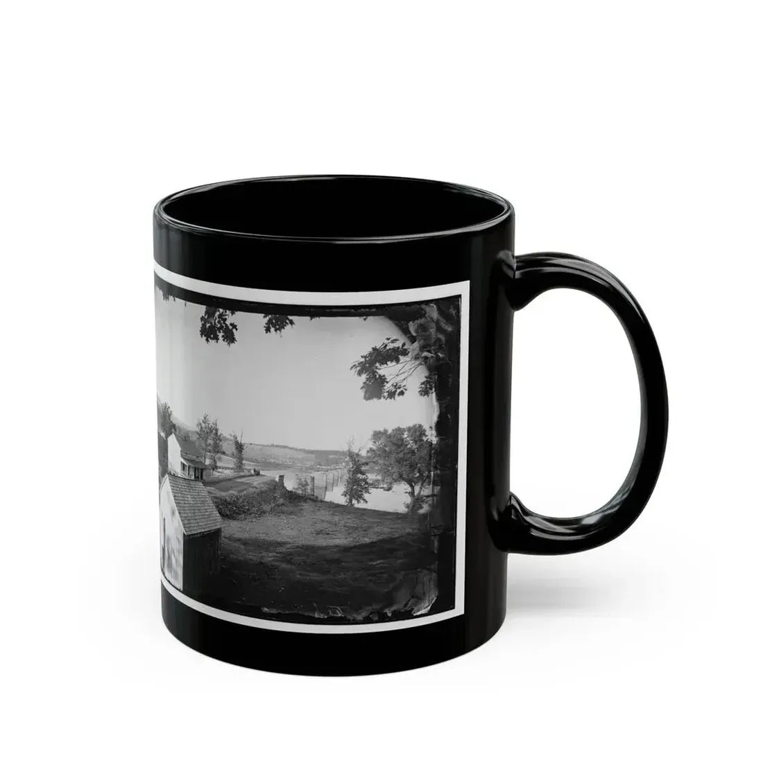 Berlin (Now Brunswick), Md. Pontoon Bridge And Ruins Of The Stone Bridge; Another View (U.S. Civil War) Black Coffee Mug - Go Mug Yourself