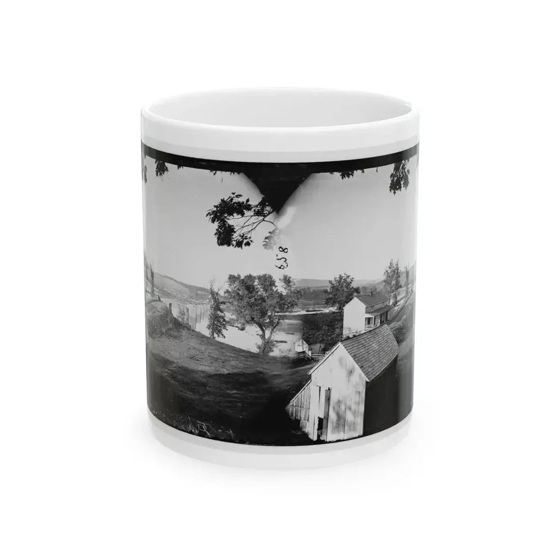 Berlin (Now Brunswick), Md. Pontoon Bridge And Ruins Of The Stone Bridge; Another View (U.S. Civil War) White Coffee Mug 11oz - Go Mug Yourself