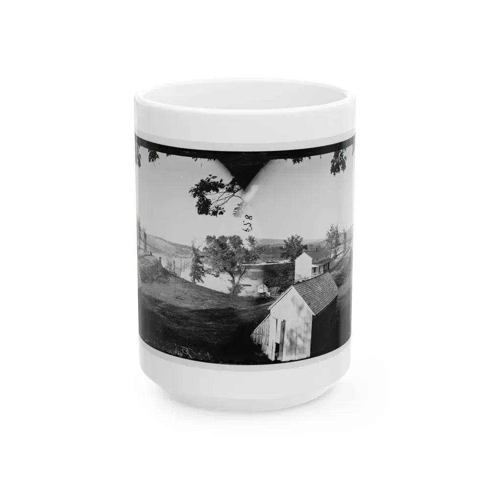 Berlin (Now Brunswick), Md. Pontoon Bridge And Ruins Of The Stone Bridge; Another View (U.S. Civil War) White Coffee Mug 15oz - Go Mug Yourself