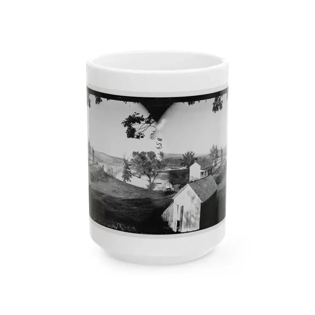 Berlin (Now Brunswick), Md. Pontoon Bridge And Ruins Of The Stone Bridge; Another View (U.S. Civil War) White Coffee Mug 15oz - Go Mug Yourself
