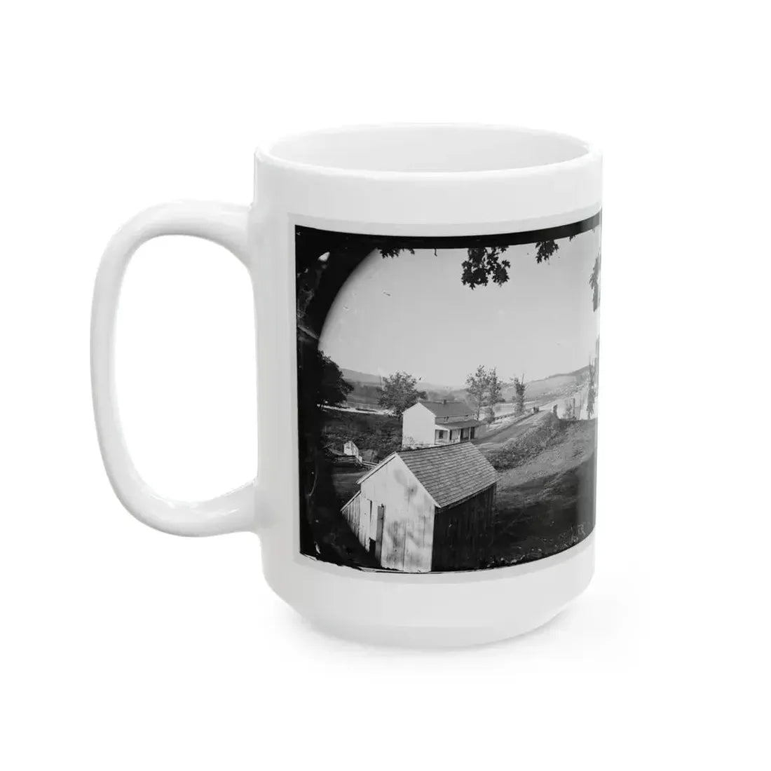 Berlin (Now Brunswick), Md. Pontoon Bridge And Ruins Of The Stone Bridge; Another View (U.S. Civil War) White Coffee Mug - Go Mug Yourself