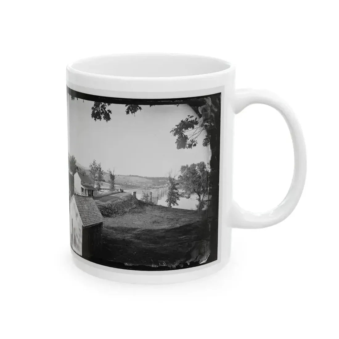 Berlin (Now Brunswick), Md. Pontoon Bridge And Ruins Of The Stone Bridge; Another View (U.S. Civil War) White Coffee Mug - Go Mug Yourself