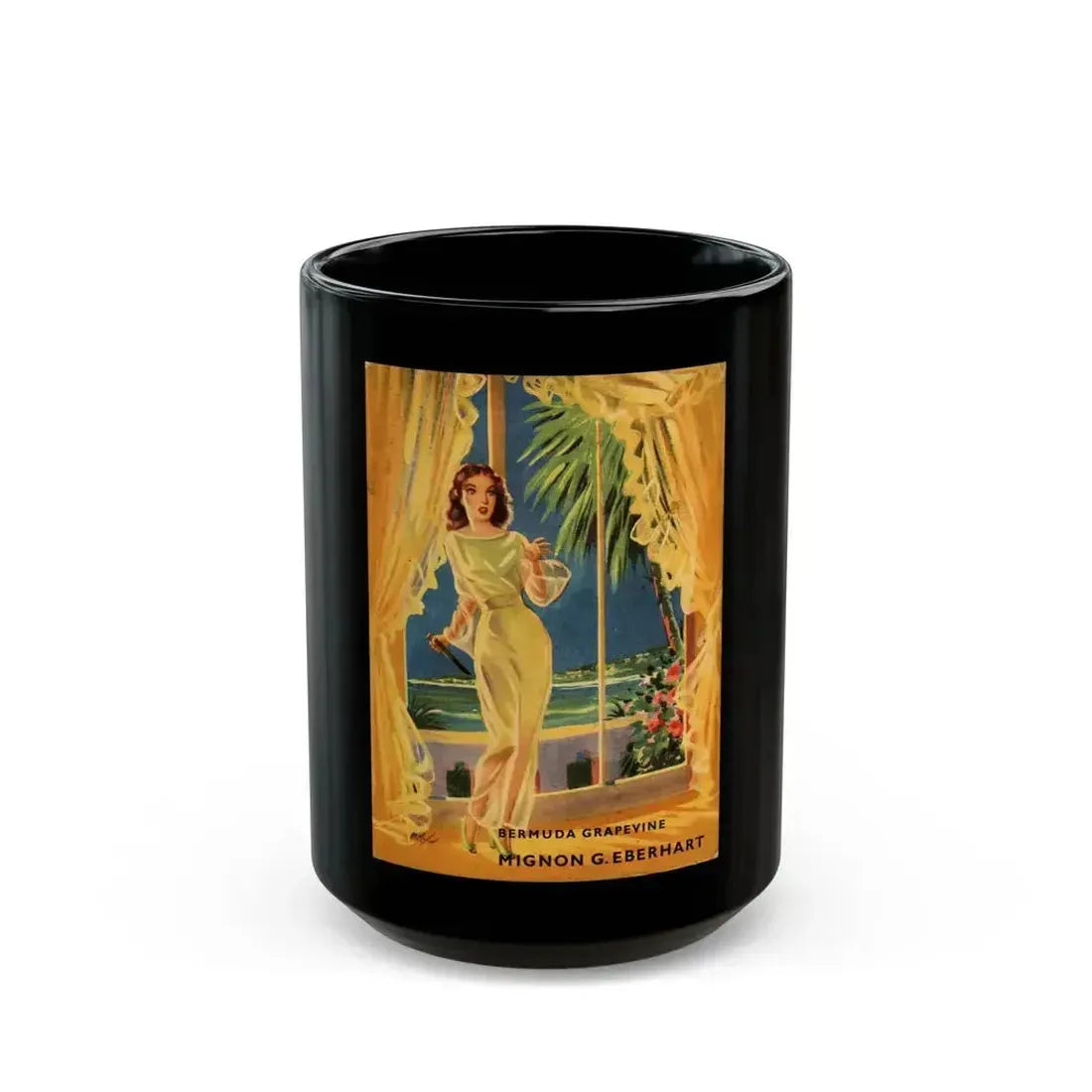 Bermuda Grapevine, MacKill's Mystery magazine backcover, September 1952 - Black Coffee Mug 15oz - Go Mug Yourself