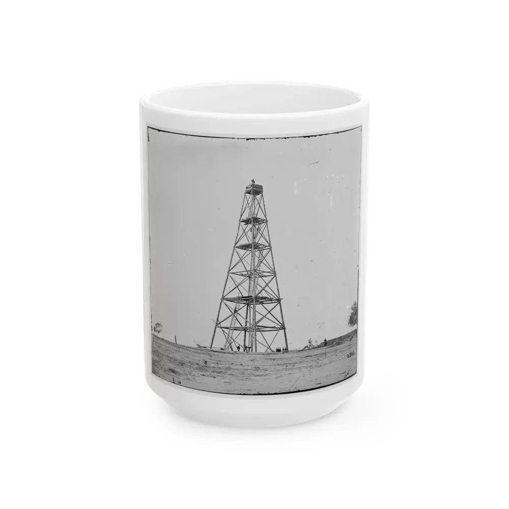 Bermuda Hundred, Va. Signal Tower On Left Of The Line Near The Appomattox River (U.S. Civil War) White Coffee Mug 15oz - Go Mug Yourself