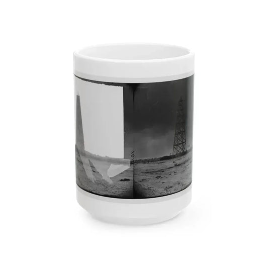 Bermuda Hundred, Virginia. Lookout Tower On Left Of Bermuda Hundred Line (U.S. Civil War) White Coffee Mug 15oz - Go Mug Yourself
