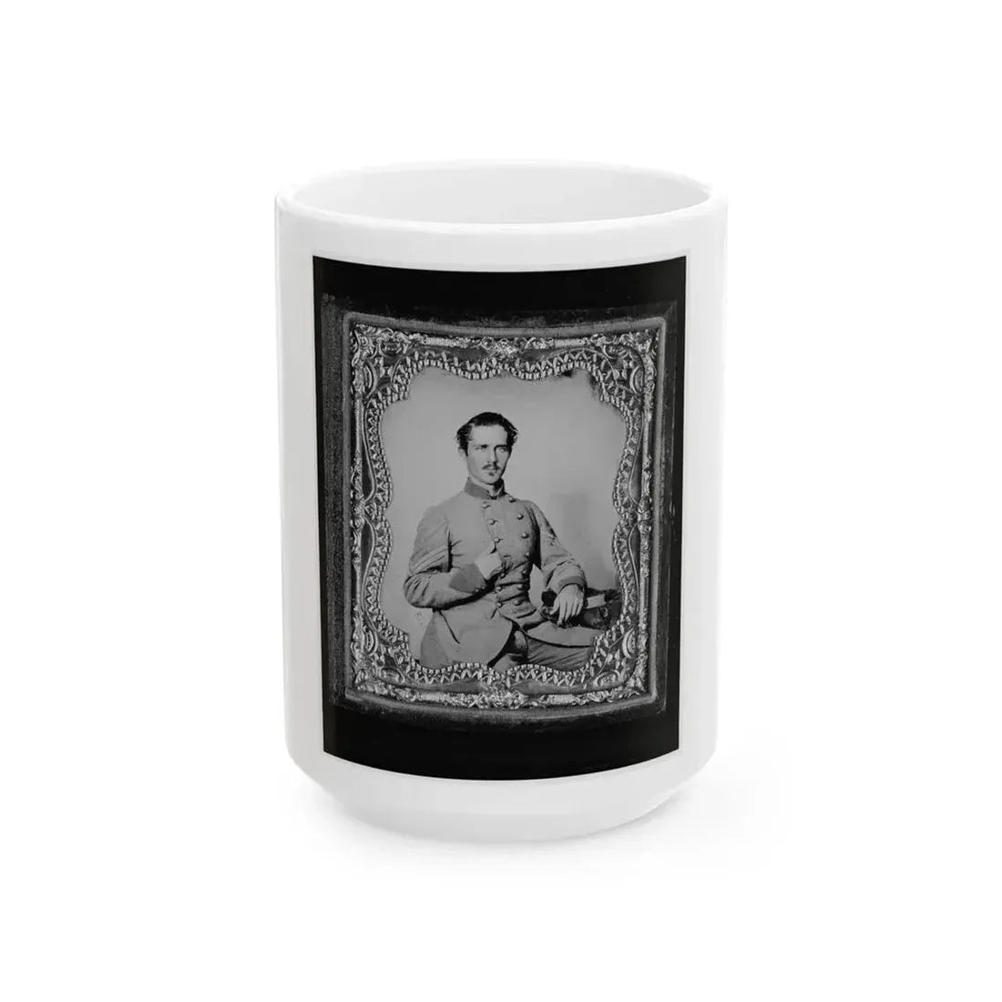 Bernard Bluecher Graves, Corp., C.S.A., Three-Quarter Length Portrait, Seated, Facing Front (U.S. Civil War) White Coffee Mug 15oz - Go Mug Yourself