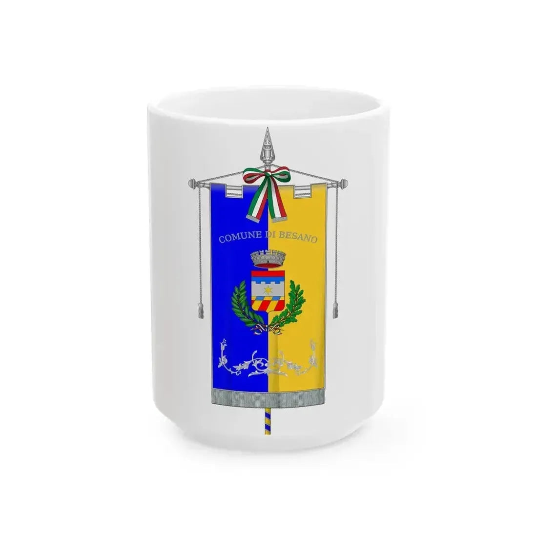 Besano-Gonfalone (Italy) White Coffee Mug 15oz - Go Mug Yourself
