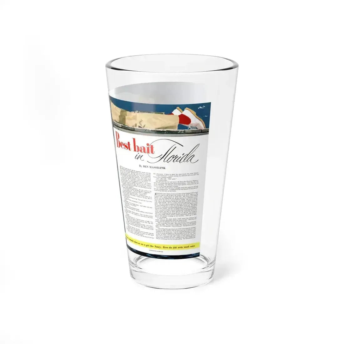 Best Bait in Florida, Collier's, March 5, 1954 (Magazine Illustration) Pint Glass 16oz - Go Mug Yourself