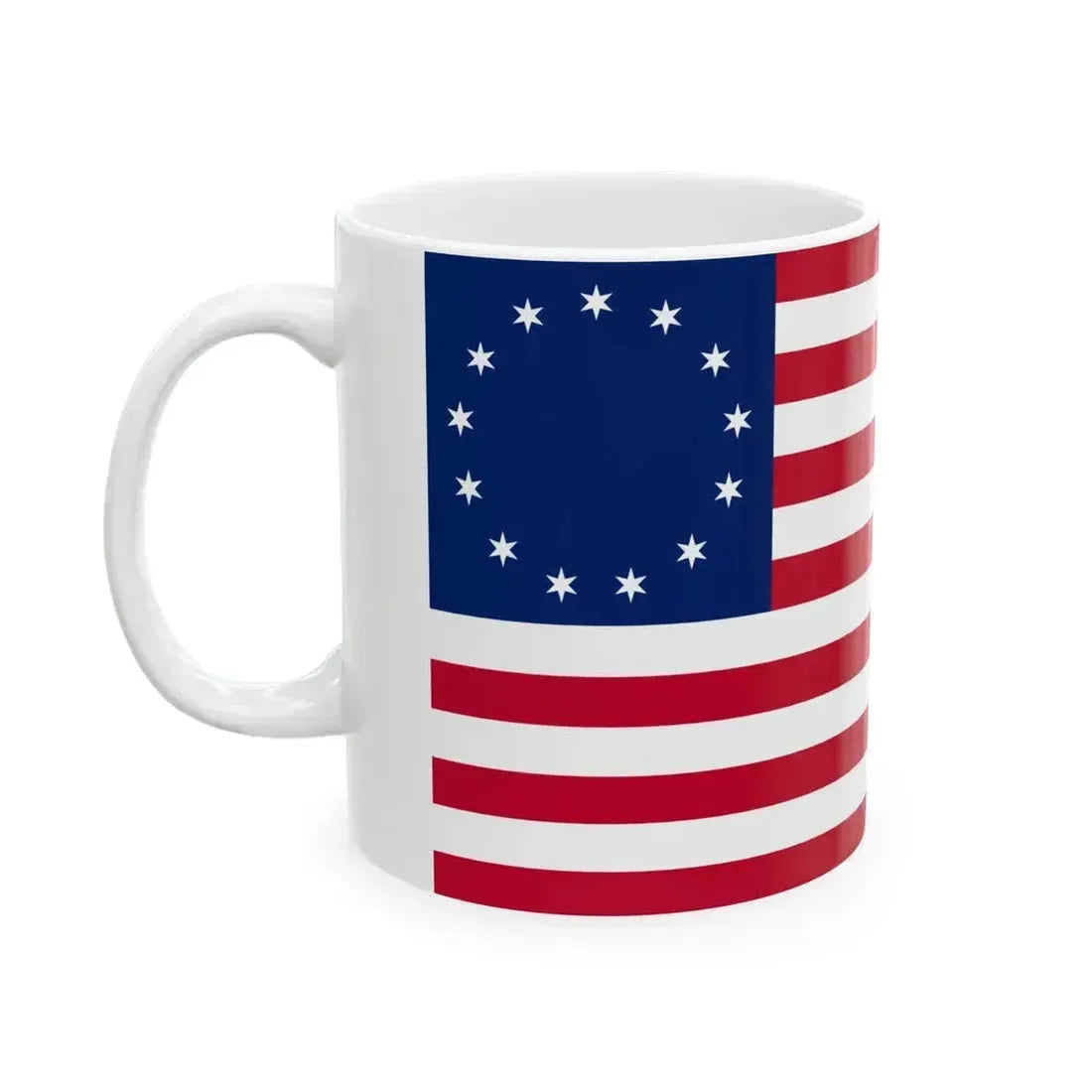 Betsy Ross flag 6-pointed stars (United States) White Coffee Mug - Go Mug Yourself