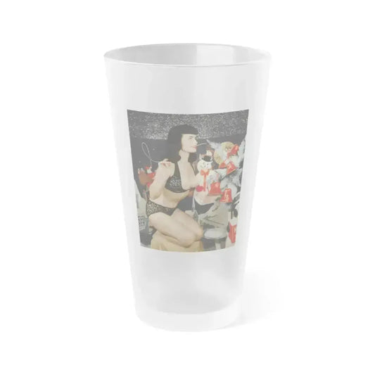 Bettie Page #100 (Vintage Female Icon) Frosted Pint Glass 16oz 16oz Frosted - Go Mug Yourself