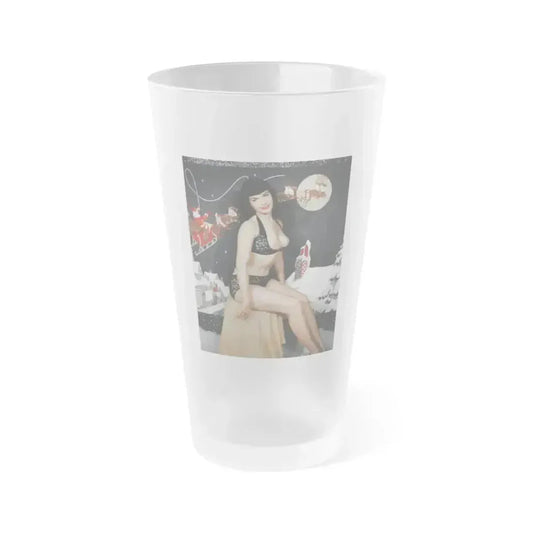 Bettie Page #101 (Vintage Female Icon) Frosted Pint Glass 16oz 16oz Frosted - Go Mug Yourself