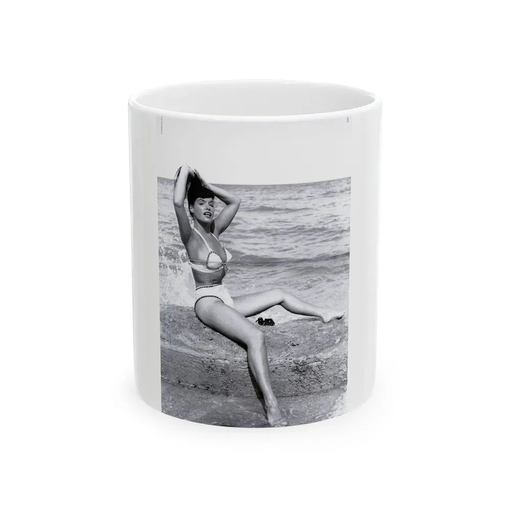 Bettie Page #1041 - 1 B&W Photo from Bunny Yeager's Darkroom Pin-up Photography's Golden Era (Vintage Female Icon) White Coffee Mug 11oz - Go Mug Yourself