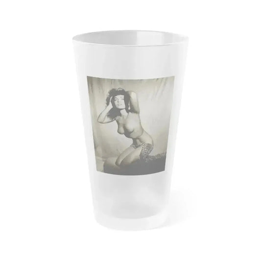 Bettie Page #105 (Vintage Female Icon) Frosted Pint Glass 16oz 16oz Frosted - Go Mug Yourself