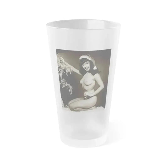 Bettie Page #106 - Playboy Photo Jan. '55 1 (Vintage Female Icon) Frosted Pint Glass 16oz 16oz Frosted - Go Mug Yourself