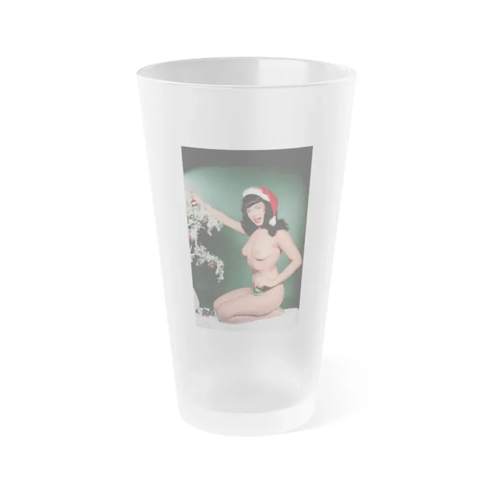 Bettie Page #106 - Playboy Photo Jan. '55 (Vintage Female Icon) Frosted Pint Glass 16oz 16oz Frosted - Go Mug Yourself