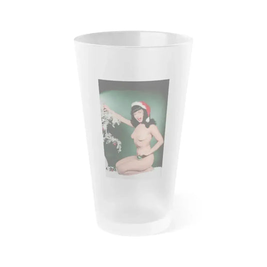 Bettie Page #106 - Playboy Photo Jan. '55 (Vintage Female Icon) Frosted Pint Glass 16oz 16oz Frosted - Go Mug Yourself